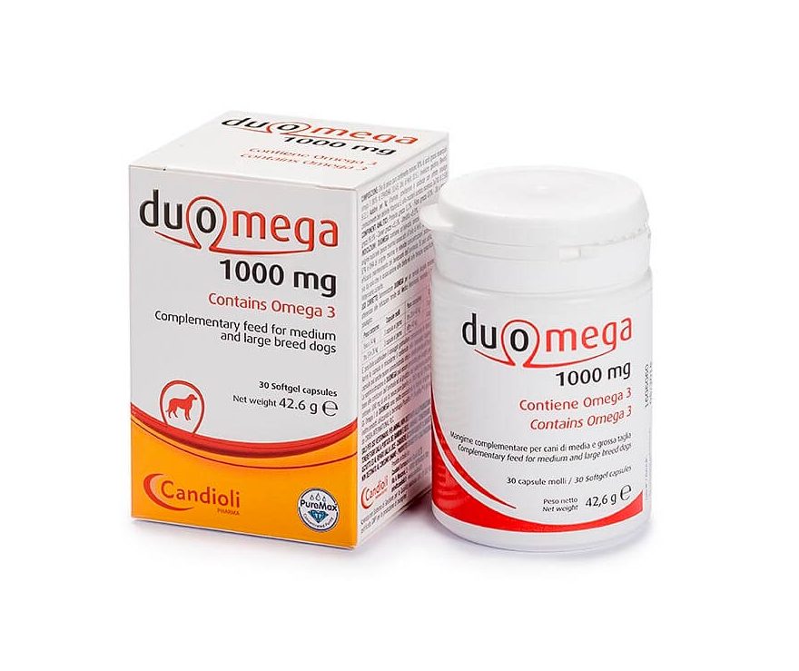 Duomega 1000mg piemērota gan pieaugušiem suņiem, gan kucēniem.